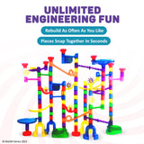 Marble Genius Marble Run - 300 Complete Pieces Maze Track Christmas Toys for Adults, Teens, Toddlers & Kids Aged 4-8 Years Old, (181 Translucent Marbulous Pieces + 119 Glass-Marble Set), Extreme Set