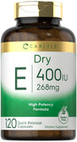 Carlyle Dry Vitamin E | 400 IU (268mg) | 120 Capsules | High Potency Formula | Non-GMO and Gluten Free