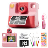 LETSHAHA Kids Camera Instant Print, Christmas Birthday Gifts for Toddle Girls Boys Age 3-12, 20MP & 1080P Selfie Digital Camera with 3 Roll No-Ink Print Paper 32G SD Card - Pink