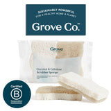 Grove Co. Sponges, Natural Coconut Scrubber Kitchen Sponge, Dual-Sided, Non-Scratch, Super Absorbent Plant-Based Cellulose with Coconut Husk Scourer, Household Cleaning Essentials, 6 Pack