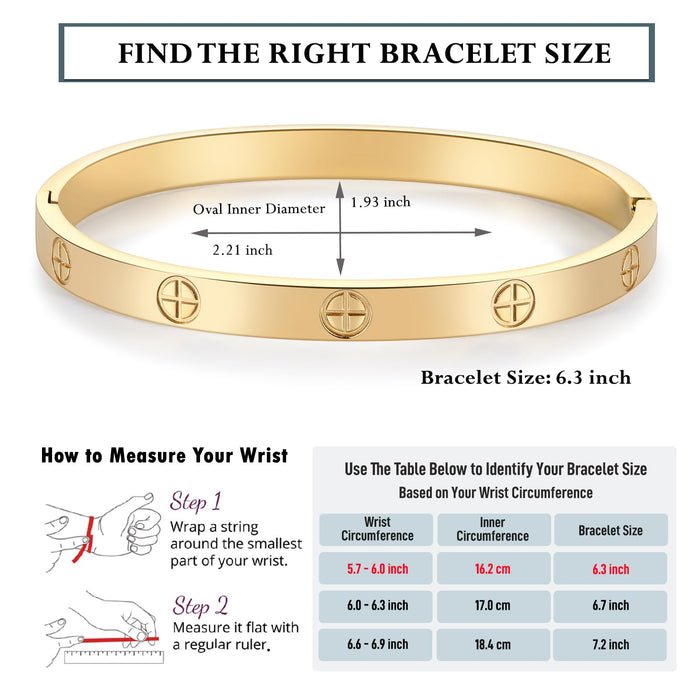 RIMRIVA Gold Bracelets for Women Trendy Cross Love Bangle Stack Stainless Steel Jewelry Anniversary Graduation Her Christmas Birthday Wedding Gifts for Wife Mom Friend