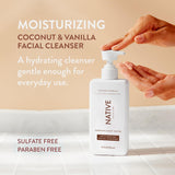 Native Moisturizing Coconut Vanilla Face Wash - 12 fl oz (2 Pack), Daily Facial Cleanser for Dry Skin