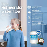 Philips AWP960 NSF/ANSI Certified Refrigerator Water Filter Replacement for GE® Smart Water MWF, MWFINT, MWFP, MWFA, GWF, HDX FMG-1, GSE25GSHECSS, WFC1201, RWF1060, 197D6321P006, Pack of 3