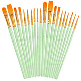 Soucolor Acrylic Paint Brushes Set, 20Pcs Round Pointed Tip Artist Paintbrushes for Acrylic Painting Oil Watercolor Canvas Boards Rock Body Face Nail Art, Halloween Pumpkin Ceramic Crafts Supplies