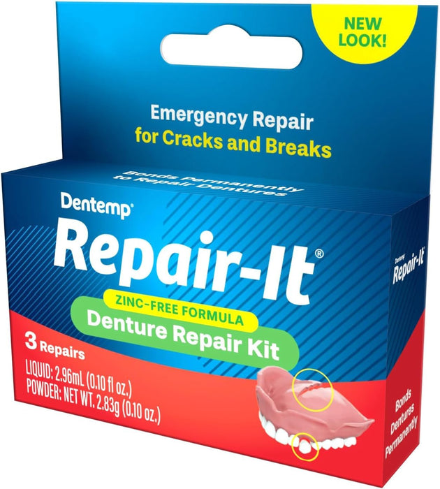 DENTEMP Repair Kit - Repair-It Advanced Formula Denture Repair Kit - Denture Repair Kit Repairs Broken Dentures - Denture Repair to Mend Cracks & Replace Loose Teeth