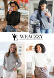 WEACZZY Fall Sweaters for Women 2024 Halloween Long Sleeve Mock Neck Lightweight Pullover Knitted Fashion Tops Brick Red L