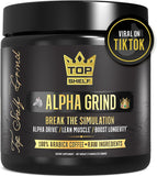 Alpha Grind – Instant Maca Coffee for Men + Natural Energy + Brain Nootropic for Ageless Clarity, Focus | Lean Muscle Building Growth & Size, 30SV