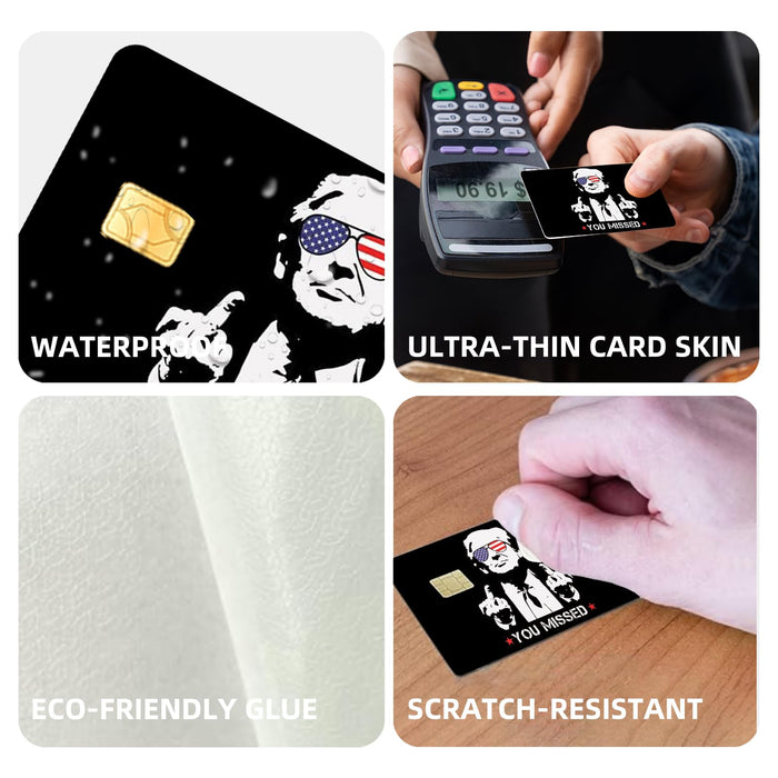 Donald Trump Credit Card Skin, 2024 Debit Card Skin 4PCs, Ultra-Thin Credit Card Sticker for Key Transportation Debit Credit Card Waterproof Anti-Wrinkling Debit Card Skin Cover