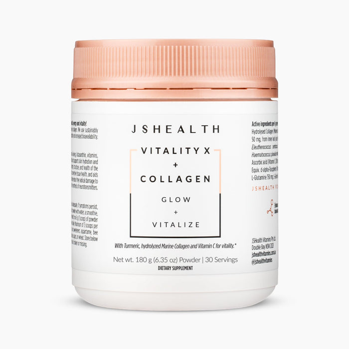 JSHealth Vitamins Vitality X + Collagen - Beauty Powder Supplement with Aloe Vera Silica and Vitamins C & E to Nourish Hair Skin and Nails (180g)