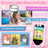 Kids Smart Phone for Girls Toys, Gifts for 3-10 Year Old Girl Boy Christmas Birthday Kids Toys, 2.8" Touchscreen Toddler Learning Cell Toy Phone with Dual Camera, Game, Music Player, 8G SD Card (Pink)