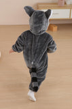 DarkCom Unisex Baby Animal Onesie Toddler Hooded Romper Halloween Cosplay Grey Raccoon Costumes Kids' Christmas Gifts 18-24 Months