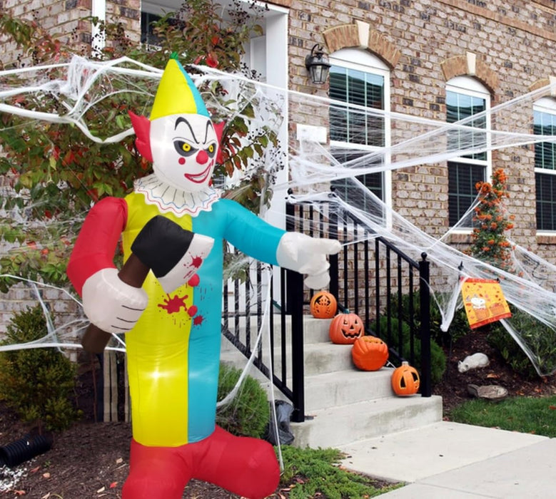7 FT Halloween Inflatables Giant Outdoor Decorations Blow Up Yard Scary Clown Holding 75 Degrees Swings Sickle with Built-in LEDs for Garden Lawn Indoor Party Decor