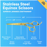 Equinox Professional Razor Edge Series Barber Hair Cutting Scissors - Japanese Stainless Steel Salon Scissors - 6.5” Overall Length - Fine Adjustment Tension Screw - Premium Shears for Hair Cutting