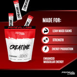 Primeval Labs Creatine Monohydrate Powder | On The Go Stick Packs | Micronized Creatine | Instantized Creatine | Creatine for Men & Women | 5g Creatine per Serving | 30 Servings, (Unflavored)