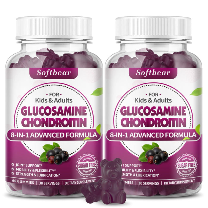 softbear Glucosamine Chondroitin Gummies, Veagn Sugar Free Glucosamine Chondroitin MSM Supplement for Joint Health Elderberry Flavor 120 Gummies