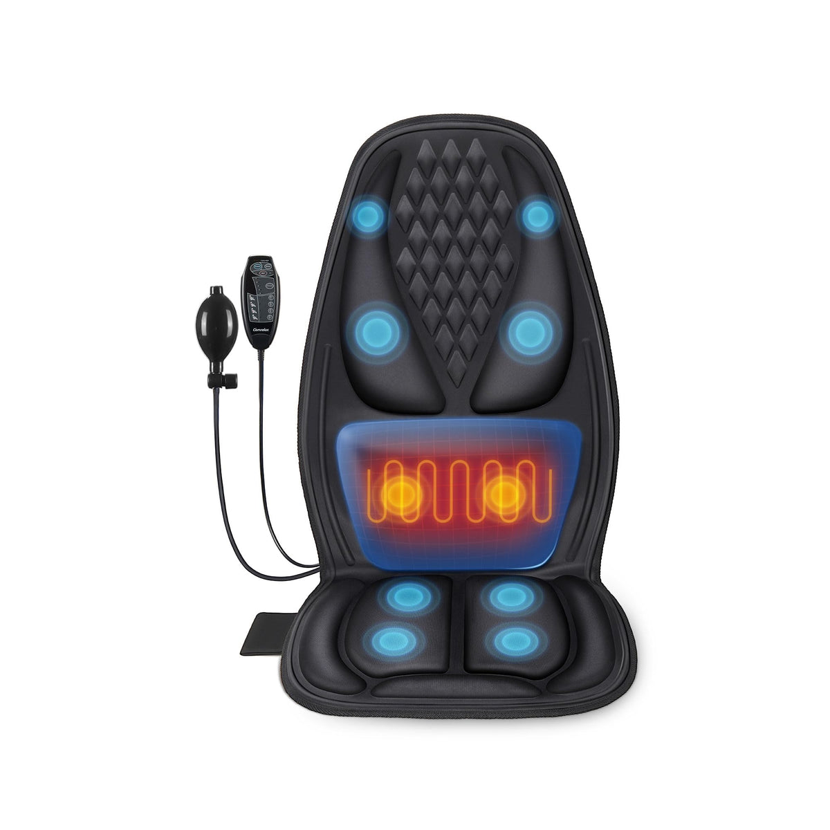 comrelax Back Massager with Heat, Massage Seat Cushion with 3D Lumbar