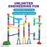 Marble Genius Marble Run - 85 Complete Pieces Maze Track Christmas Toys for Adults, Teens, Toddlers & Kids Aged 4-12 Years Old (67 Translucent Marbulous Pieces + 18 Glass-Marble Set), Explorer Set