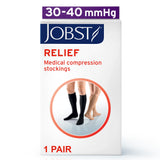 JOBST Relief Knee High Graduated Compression Socks, 30-40 mmHg - Comfortable Unisex Design - Closed Toe, Beige, Large