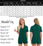 SWOMOG Womens Button Down Pajamas Set Short Sleeve Sleepwear Bride Soft Pj Lounge Sets XS-3XL Christmas Green Small