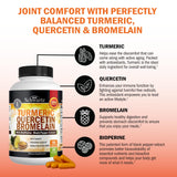 Turmeric Quercetin with Bromelain Supplement - Natural Extra Strength Immune and Joint Support with BioPerine Black Pepper for Max Absorption - Organic Tumeric Bromelain Supplement Vegan Safe, Non-GMO
