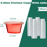 [200 Sets - 3.25 oz] Plastic Portion Cups with Lids, 3.25 oz Plastic Sauce Cups，Jelly Shot Cups Shot Cups, Disposable Condiment Containers for Food Sample