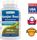 BEST NATURALS Konjac Root 2000mg Tablets - 180 Count