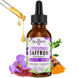 Saffron Supplements - 88.5 mg Saffron Extract Better Bioavailability Liposomal Drops for Mood, Energy, Vision & Focus with Ashwagandha, Turmeric, Magnesium, Zinc, Vitamin B12 & D3, 60 ml, 30 Servings