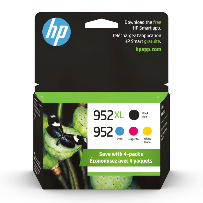 HP 952 / 952XL (N9K28AN) Ink Cartridges (Cyan Magenta Yellow Black) 4-Pack in Retail Packaging