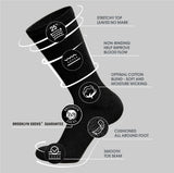 6 Pairs of Cotton Diabetic Non-Binding Neuropathy Crew Socks (Black, Fits Mens Shoe Size 8-10/Womens shoe size 9-11)