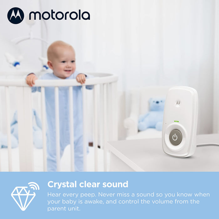 Motorola Nursery Baby Monitor Audio Only, No WiFi, Long Range AM21 with Private Connection, Cry Detection, Volume Control, Portable Parent Unit, Ideal for Safe Monitoring