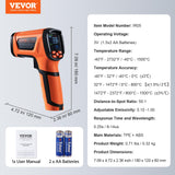 VEVOR Infrared Thermometer, -40°F~2732°F Dual Laser Temperature Gun Non-Contact, Handheld IR Heat Temperature Gun & Adjustable Emissivity for Metal Smelting/Cooking/Pizza Oven/Engine (Not for Human)