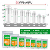 wananfu Size 00 Empty Capsules Vegetarian (1000 Count) Bundle with Micro Lab Spoon, Clear Fillable Veggie Pill Capsules 00 for Making Your Own Supplements