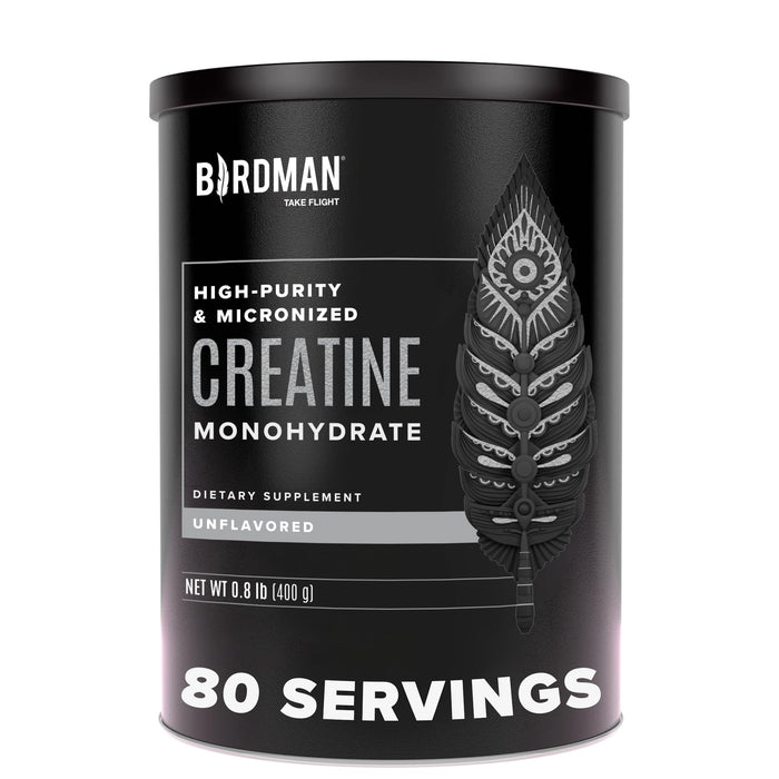 BIRDMAN Micronized Creatine Monohydrate Powder, Muscle Recovery, Caffeine Free, Creatine Pre Workout, Vegan, Post Workout, Gluten Free, Sugar Free | 80 Servings (5 Grams Each) | 0.8lb