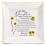 To My Daughter Gift from Mom, Ceramic Trinket Tray with Inspirational Quotes, Gifts for Daughter Christmas Birthday Wedding Graduation Gift, Jewelry Dish, Ring Dish Gift for Daughter from Mama