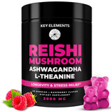 Natural Reishi Mushroom Gummies & L Theanine with Ashwagandha - Potent Mushroom Supplements for Immune Support, Stress Relief & Improve Sleep Gummies - Ashwagandha Gummies for Women & Men