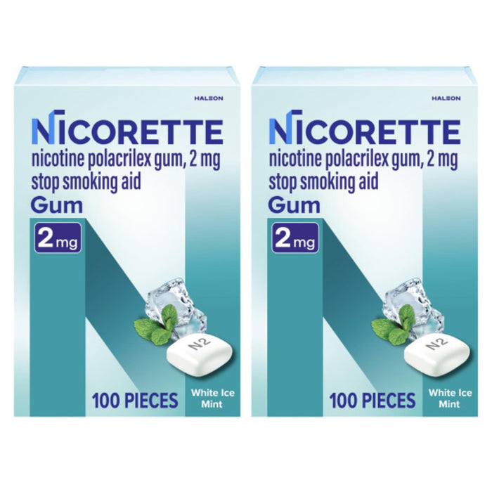 Nicorette Nicotine Gum 2mg, White Ice Mint, 200 Count