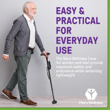 Premium Travel Lightweight Folding Walking Cane with LED Flashlight - SOS Alarm - W/Non Slip Flexible Cane Tip & EXTRA Handle