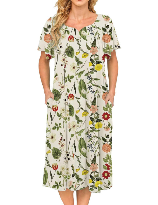 Bloggerlove House Dress for Women Plus Size Mumu Dresses Lounge Dresses Duster Housecoats Elderly Moo Moos Patio Dress Florar Nightgown