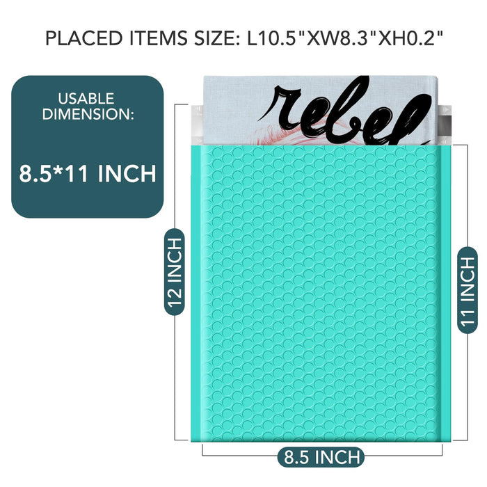 METRONIC Bubble Mailers 8.5 x 11 Inch 40 Pack Teal Waterproof Bubble Mailer Padded Envelopes Cushioning Poly for Christmas Gift, Clothes, Makeup, Books, Small Business Supplies