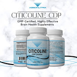 Absonutrix Citicoline CDP Choline 530mg, Nootropic Supplement, GMP Certified, Third-Party Tested, Easy to Swallow, 120 Veg caps, Improves Cognitive Skills, Supports Memory, Non-GMO, Made in USA