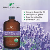 Organic Essential Oil - Huge 4 FL OZ - 100% Pure & Natural – Premium Natural Oil with Glass DropperEssential Oil (Lavender)