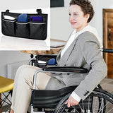 YGYQZ Wheelchair Armrest Accessories, Side Bags to Hang on Side with Bright Line Walker Pouches Waterproof Black Storage Fathers Mothers Day Gifts for Home/Outdoor/Baby Cart (black side)