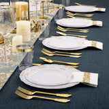 LIYH 350pcs Gold Plastic Dinnerware set, Gold Plastic Plates with Gold Edges Includes Gold Disposable Plates, Gold Plastic Silverware, 10 oz Gold Cups, Gold Napkins for Wedding, Bridal Shower