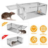 KOCASO 2 Pack Humane Rat Trap, 1-Door Small Live Chipmunk Trap That Work for Indoor Outdoor, Easy to Catch and Release Live Animal Trap Mouse Trap Cage for Rodent Mice Voles Hamsters, Metal & Reusable