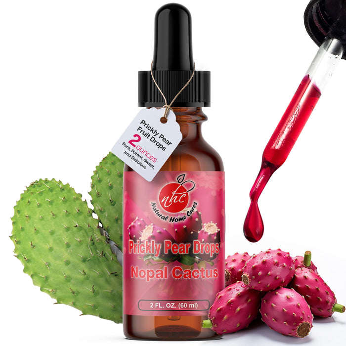Natural Home Cures Prickly Pear Nopal Cactus Supplement - Ultra Potent & Bioavailable Nopal Cactus Fruit Tincture for Enhanced Betalains Response, Natural Health | 2 oz Bottle