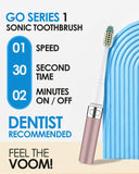 Voom Sonic Go 1 Series Travel Electric Toothbrush, Travel Toothbrush (Dentist Recommended) - Battery Operated Toothbrush for Adults & Kids, Sonic Toothbrush, Portable w/ 2 Minute Timer