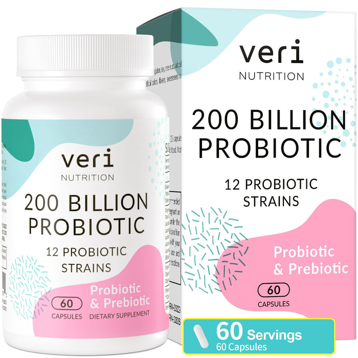 200 Billion CFUs Probiotics for Women & Men - 12 Diverse Probiotic + Organic Prebiotics, Daily Probiotics for Digestive Gut & Immune Health, Bloating, Shelf Stable - 60 Capsules (60-Day Supply)