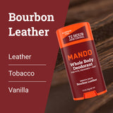 Mando Whole Body Deodorant For Men - Smooth Solid Stick - 72 Hour Odor Control - Aluminum Free, Baking Soda Free, Skin Safe - 2.6 Ounce (Pack of 2) - Bourbon Leather