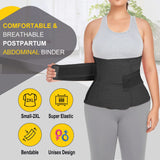 QEESMEI Postpartum Belly Band Abdominal Binder Post Surgery C-section Belly Binder Wrap Girdle Recovery Belt Back Support (X-Large, Black)