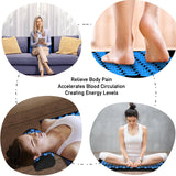 Acupressure Mat Set, Acupuncture Point Massage Pillow, Relieving Back and Neck Pain, Muscle Relaxation and Stress Reduction, Sciatica Relief, Suitable for Men and Women, Carry a Handbag, Bule Black